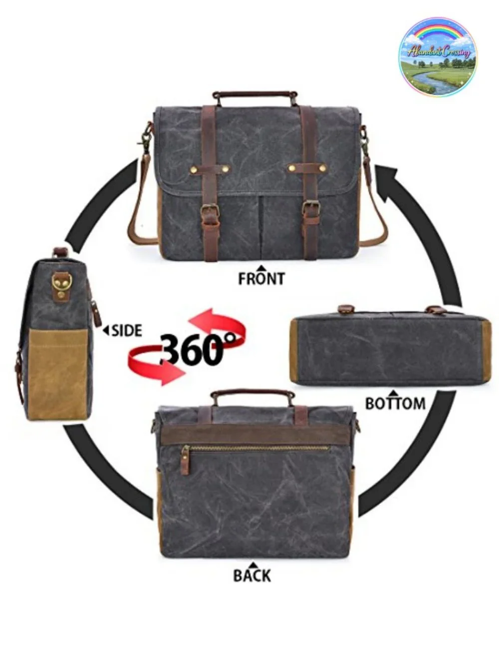 Vintage Leather Messenger Bag for Men 15.6 inch Laptop Case